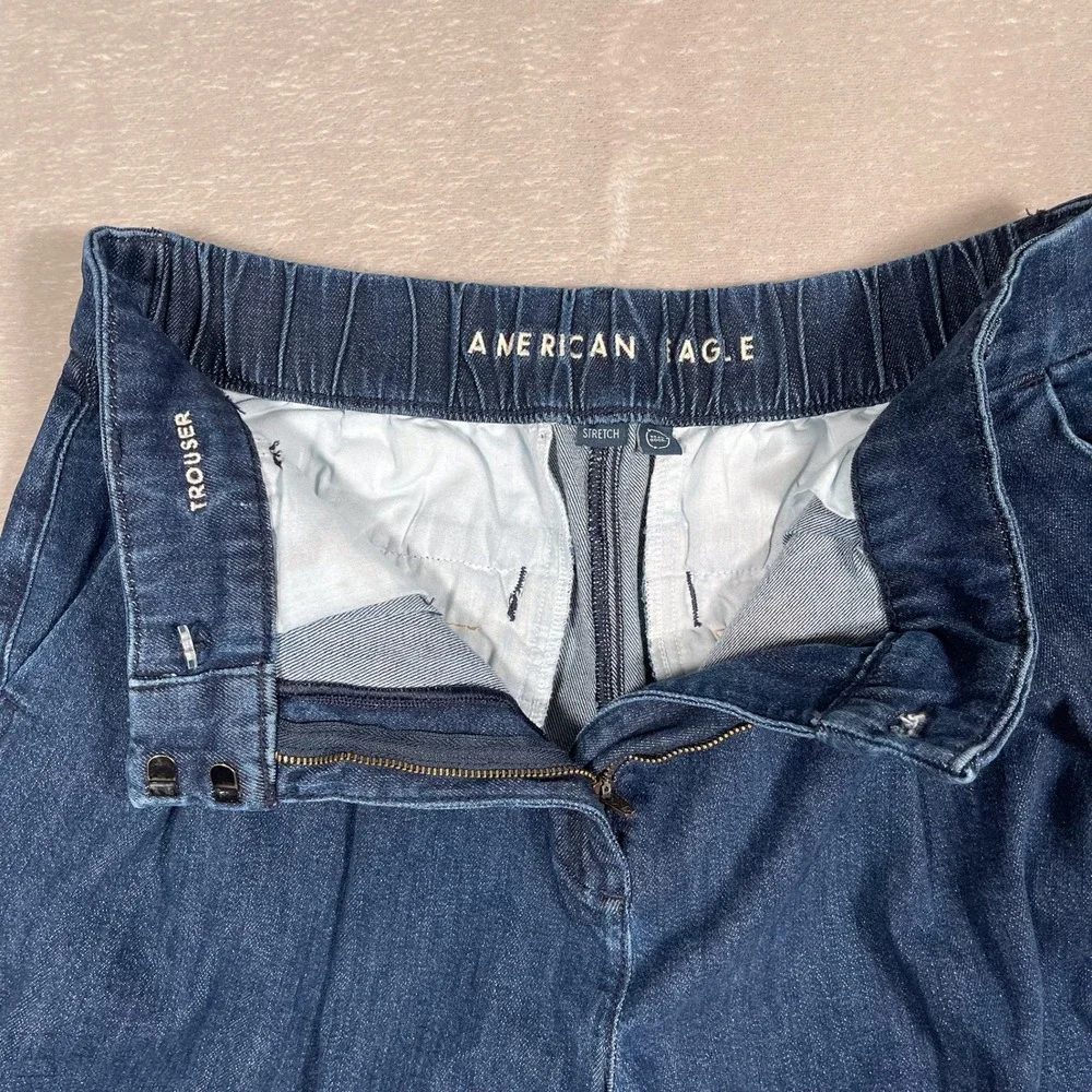 American Eagle Women's Jeans Trouser Denim Casual Front Pleat Relaxed 6 Blue - Picture 2 of 7